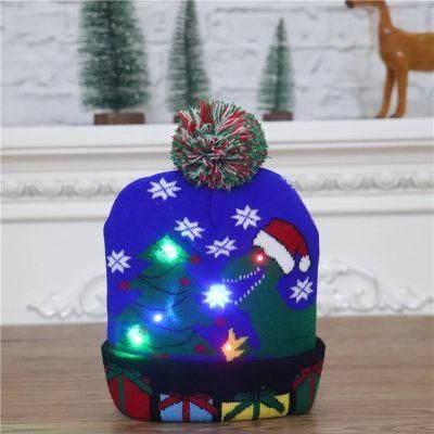 Christmas Decoration New Year Navidad Sombreros LED Light up Felt Children Christmas Hat Santa Claus Hat with Light