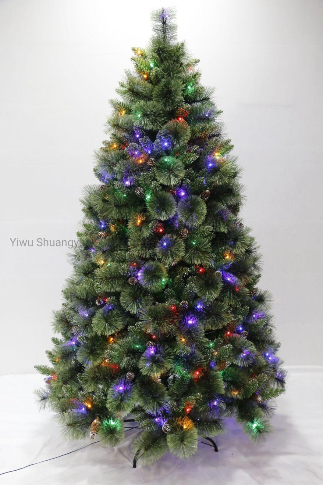 Wholesale Christmas LED Lighting PVC+PE Mixed Pre-Lit Green Artificial Christmas Tree