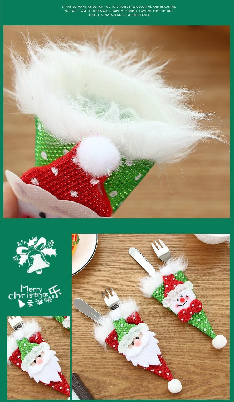 Christmas Santa Hats Silverware Holders, Mini Pockets Knife Spoon Fork Bags, Holiday Party Supplies Dinner
