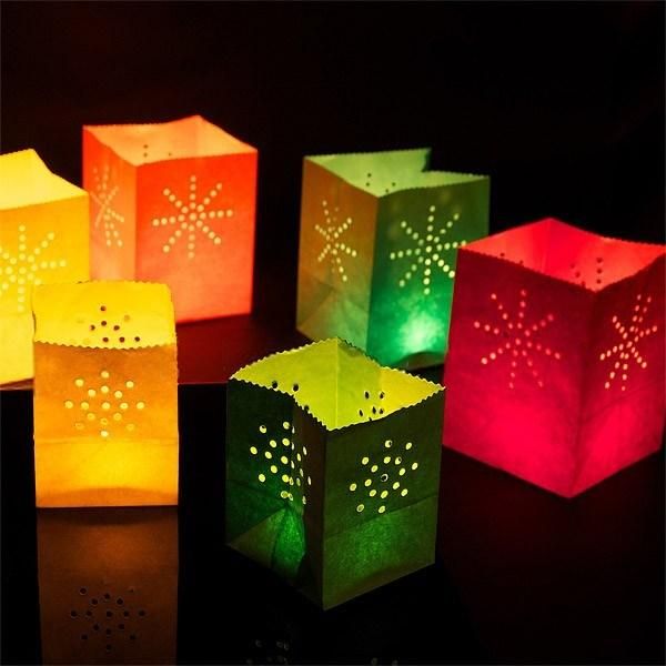 White Luminary Bags Flame Resistant Candle Bags Tea Light Luminaries for Wedding Valentine′s Day Halloween Thanksgiving Christmas Party