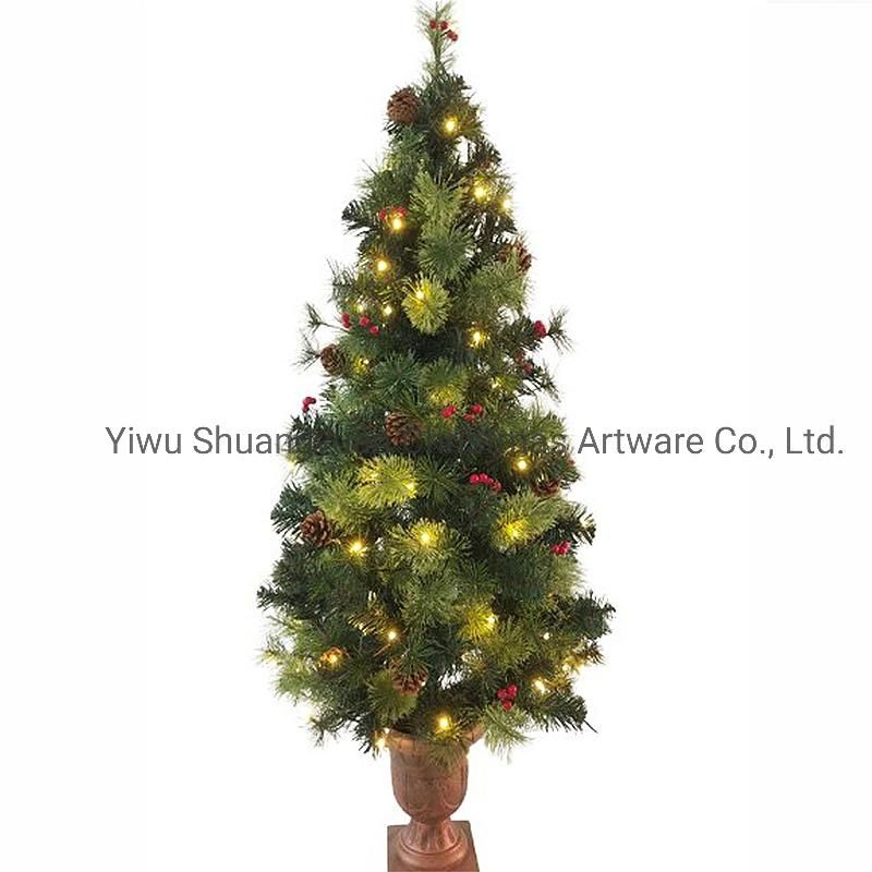 90cm 120cm 150cm Artificial Pre-Lit LED Light Pine Needle Tree in Pot Stand