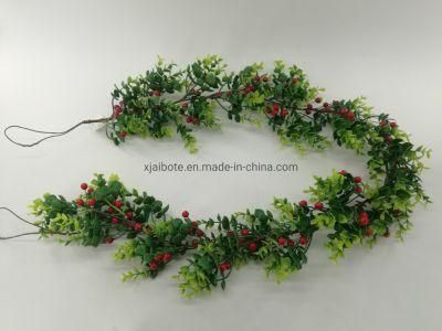 1.7m Artifical Plastic Eucalyptus Garland with Berry--Double Green
