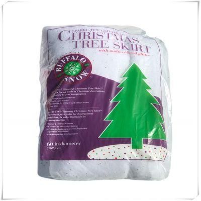 Multi-Colored Glittering Christmas Tree Skirts White Fake Snow Skirt