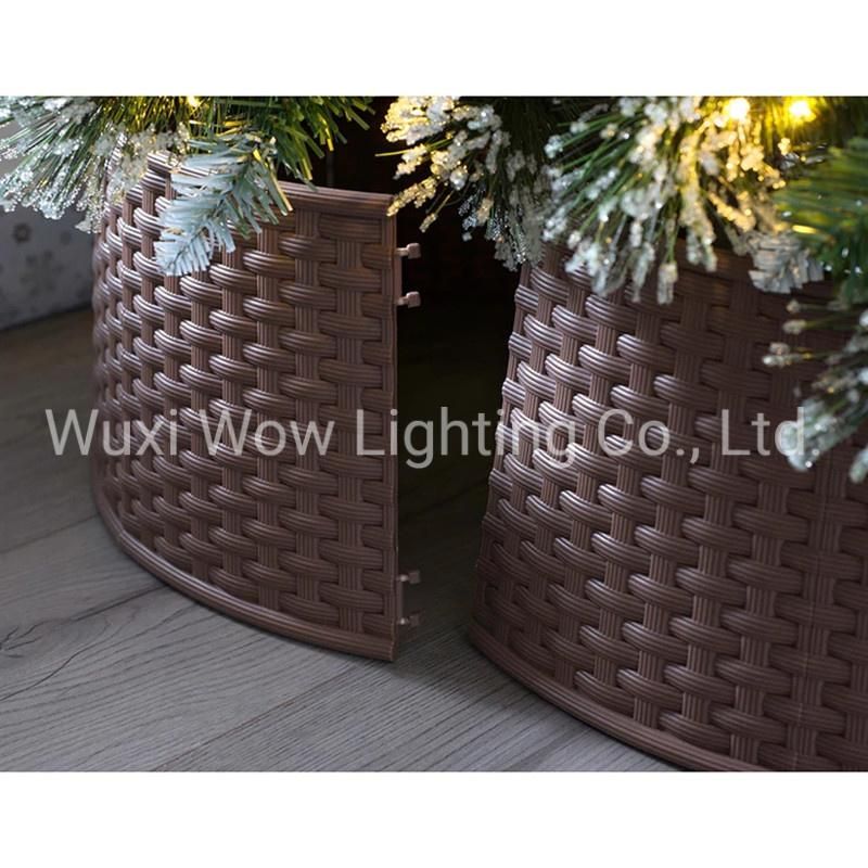 Large Rattan Effect Christmas Tree Collar, Brown, 65 Cm