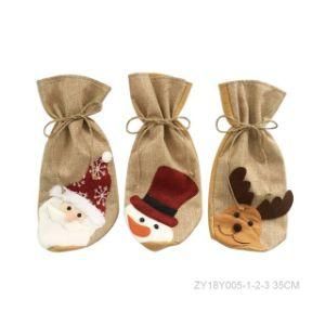 Christmas Jute Bag Christmas Wine Decoration