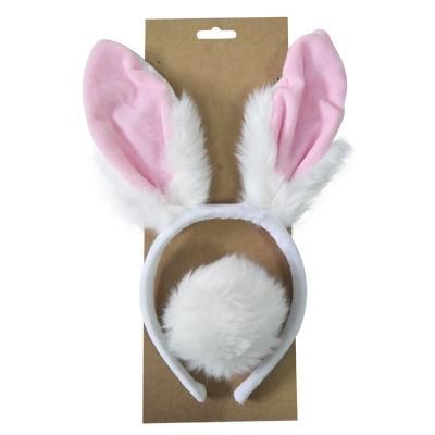 2022 Hot Easter Hairband Set Pink Bunny Ears Headband with Rabbit Nose