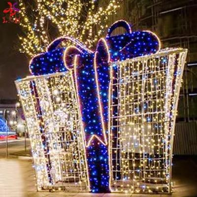 Merry Christmas Holiday Lights 3D Structure Gift Box Motif Lighting