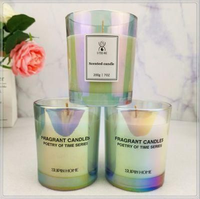 Vss Wholesale Iridescent Cylinder Glass Candles Jar with Soy Wax