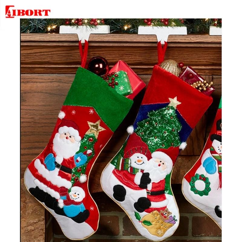 Aibort Sublimation Christmas Ornaments Large Stocking Hanging Gift Bag Sock