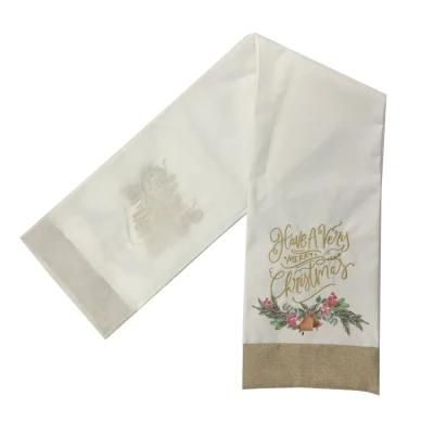 Custom Canvas Embroidered Table Runner Polyester Tablecloth Christmas