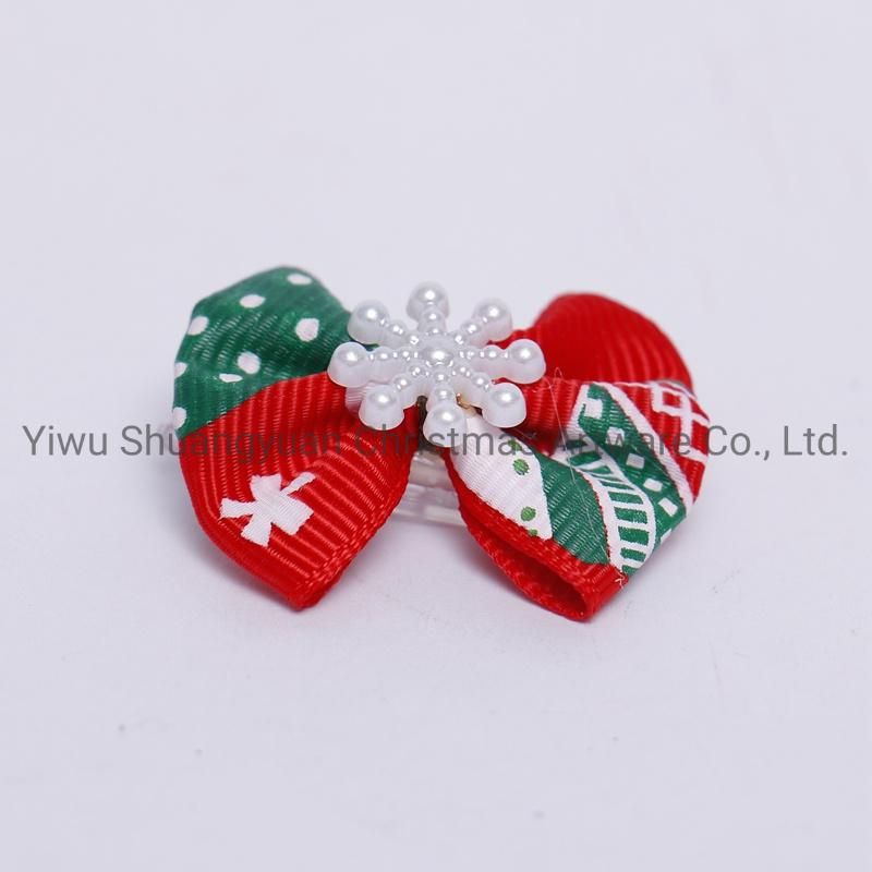Christmas Pet Supplies Bowknot for Holiday Wedding Party Decoration Supplies Hook Ornament Craft Gifts