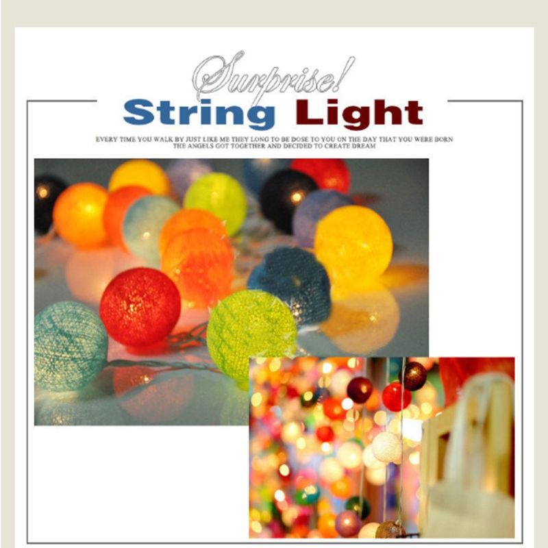 LED Gold Pink White Colorful Cotton Balls String Lights