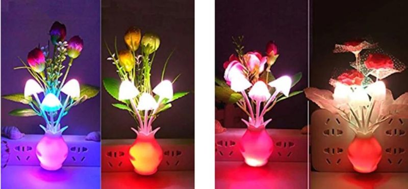 Mushroom Night Light Tulip Flowers Plug-in Mushrooms Colors Changing Nightlight