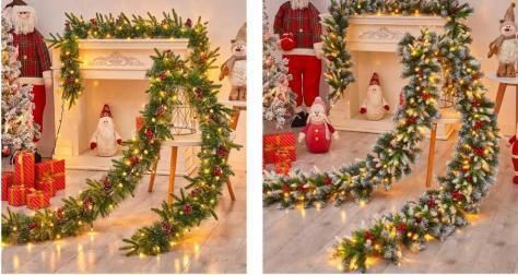 Christmas Green Wreath Decoration Artificial PVC Red Berries Christmas Wearth