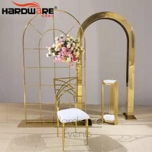 Wedding Decoration Fanct Style Round Flower Stands Stainless Steel Gold Plinths