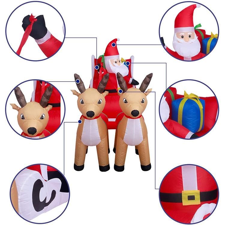 Giant Holiday Christmas Advertising Model Xmas Inflatable Santa Claus with Christmas Elk