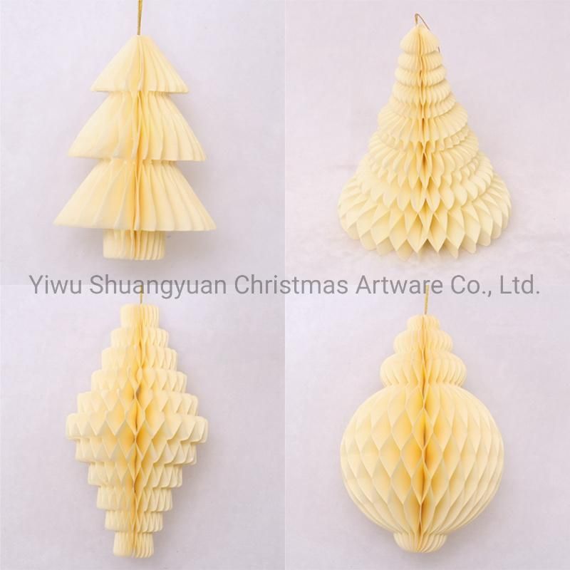 Christmas Hanging Paper Honeycomb Tree for Holiday Wedding Party Decoration Supplies Hook Ornament Craft Gifts