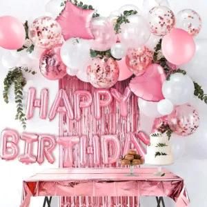 Happy Birthday Letter Balloons Pink White Foil balloon Birthday Party Decoration