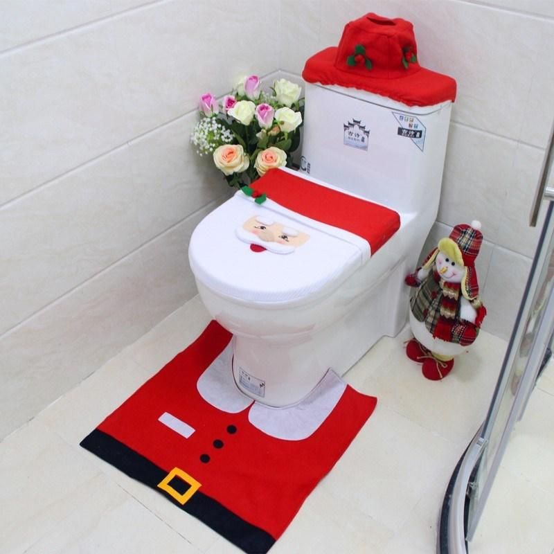 3PC/Set Christmas Santa Claus Bathroom Toilet Seats Cover Christmas Decoration