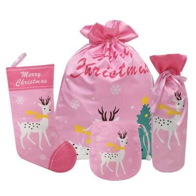 14 Styles Christmas Gift Bags Kit Pink Reindeer Sublimation Santa Sack