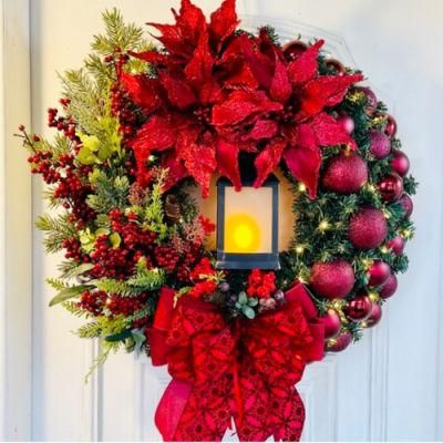 Christmas Festival Decorative Customized 40cm / 45cm / 50cm Dia Wreath