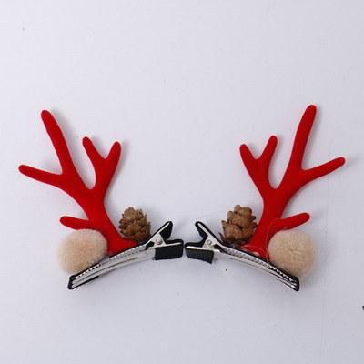 2022 New Design Christmas Decoration Deer Horn Clip Decoration Girl Children Party Hair Clip