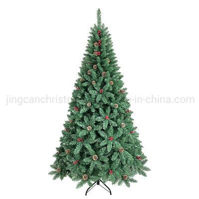 210cm Artificial PVC Christmas Tree with Pinecones and Red Berries