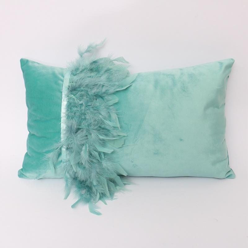New Design Christmas Bolster Pillow with Feather for Holiday Wedding Party Home Decoration Hook Ornament Craft Gifts