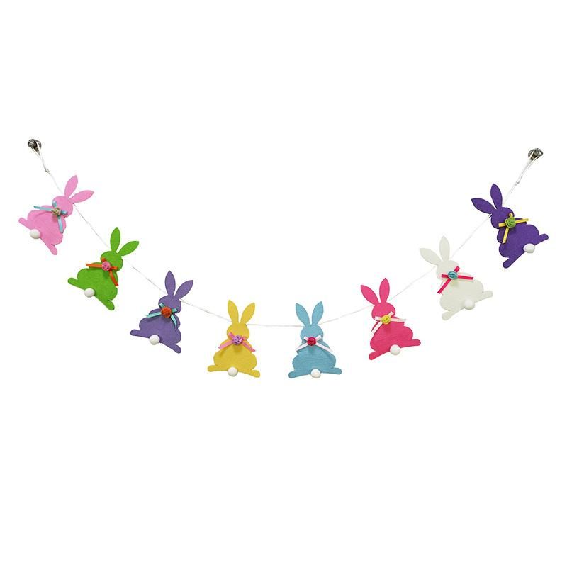 OEM&ODM Hot Selling Easter Bunny Banner Felt Party Ornament Easter Eggs Garland Felt Glitter Fabric Fireplace Decor Wall Decorations Easter Decor