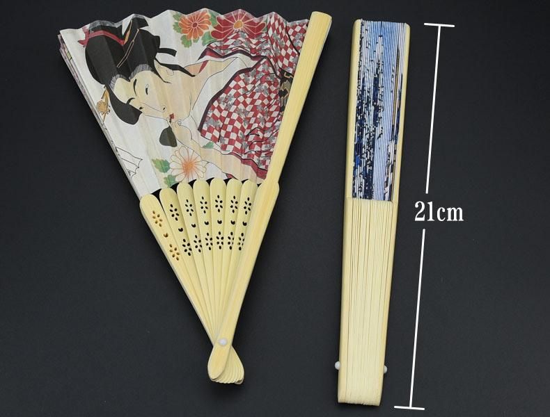Custom Wholesale Wedding Party Hand Fan Bamboo Paper Silk Luxurious Printing Hand Held Chinese Janpanese Fan