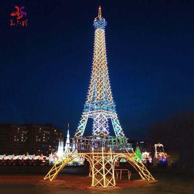 Outdoor Waterproof Colorful 3D Structure Eiffel Tower Christmas Motif Lighting
