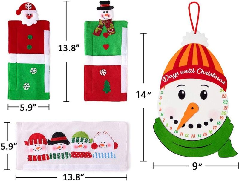 4 Pieces Christmas Refrigerator Handle Covers/Snowman Advent Calendar/Clings Decorations - Xmas Fridge Oven Display Cabinet Kitchen