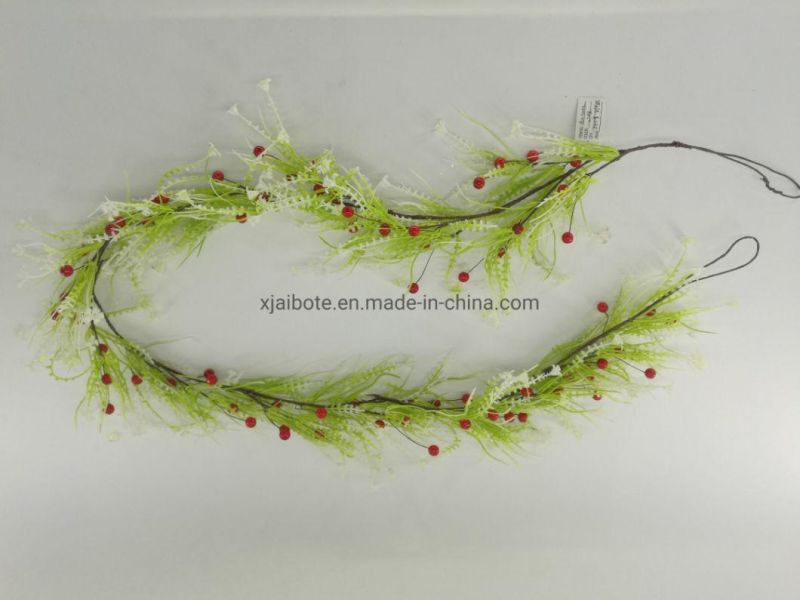 1.7m Artifical Plastic Eucalyptus Garland with Berry--Double Green