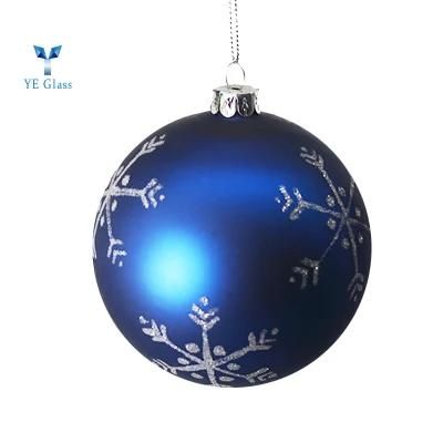 Customized blue Borosilicate Glass Christmas Ornament Balls for Decoration