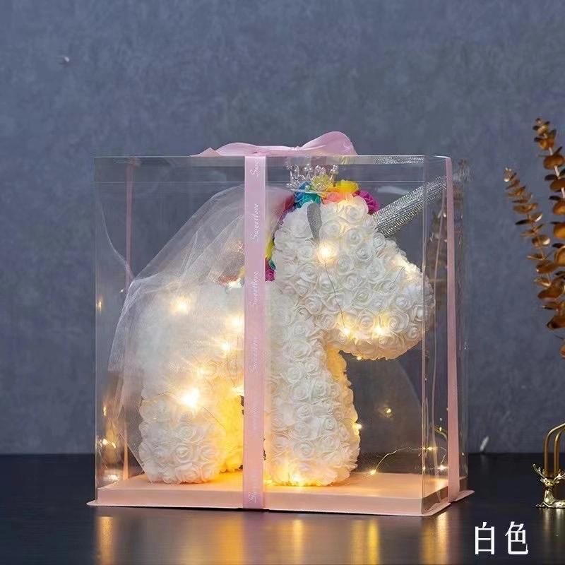 2021 Hot Selling New Design Rose Flower Unicorn Big Size PE Flower Rose Artificial Unicorn Girlfriend Valentine Gifts