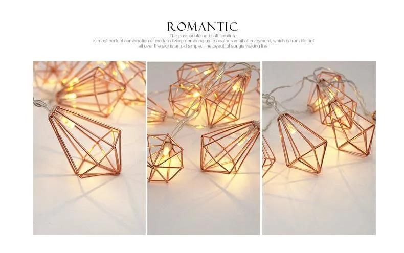 Wrought Iron Diamond LED Battery String Decoration Light