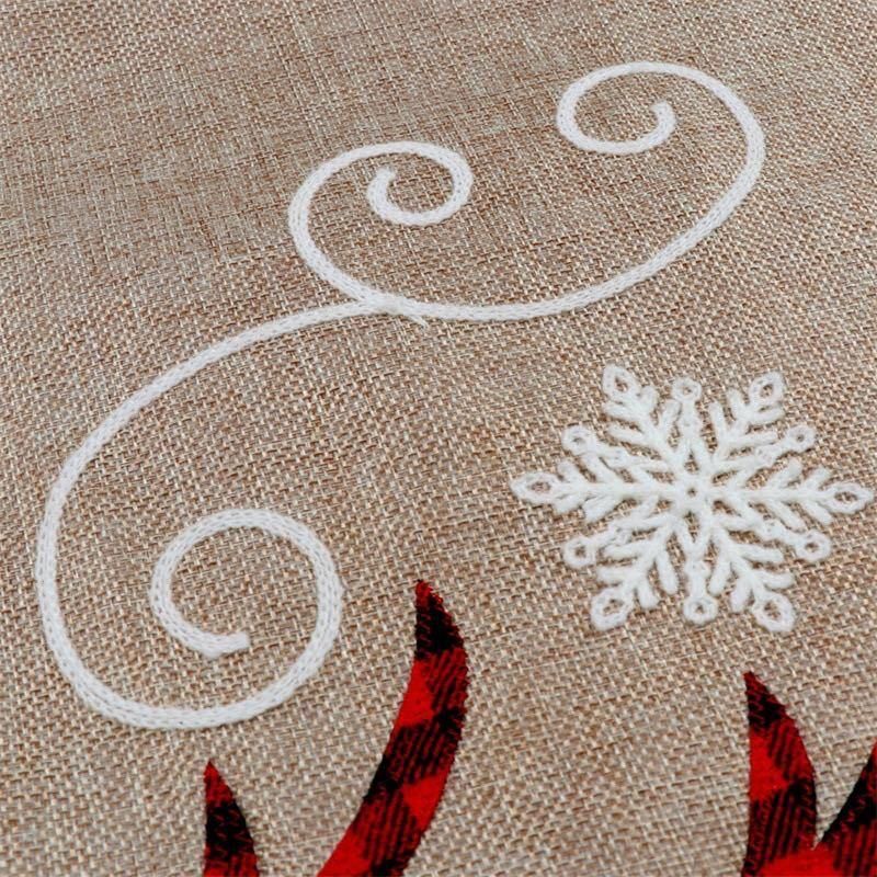 2020 Amazon Hot Linen Christmas Tree Skirt Plaid Double Deer Christmas Tree Bottom Decoration Christmas Tree Skirt