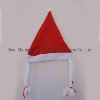 New Year Christmas Hat with Braid Kids Christmas Decorations for Home Santa Claus Gift Warm Winter