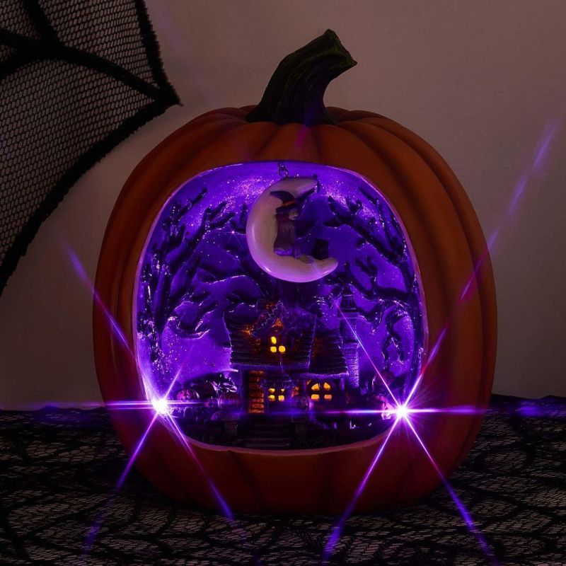 2FT 24LED Black Spooky Tree Glittered with Purple Lights and Bat Decorations Battery Powered Tabletop Bonsai Tree Decoration for Halloween and Indoor