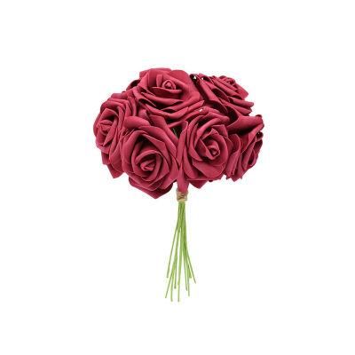 Artificial Rose Flowers with Stem Leaves Real Looking Foam Roses for DIY Wedding Bouquets Centerpieces Party Home Decor