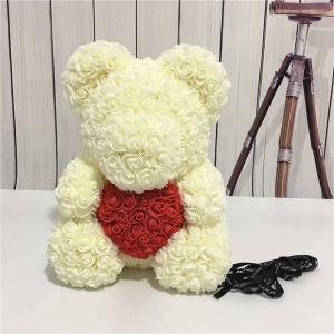 16&quot;/40cm White Teddy Rose Bear with a Red Heart for Wedding