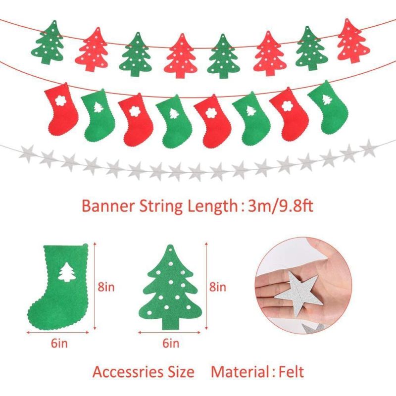 Merry Christmas Banner Christmas Party Supplies Decoration Hat Star Garland Bunting Paper Fans Honeycomb Xmas Tree