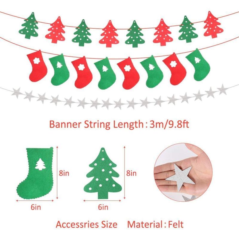 Merry Christmas Banner Christmas Party Supplies Decoration Hat Star Garland Bunting Paper Fans Honeycomb Xmas Tree