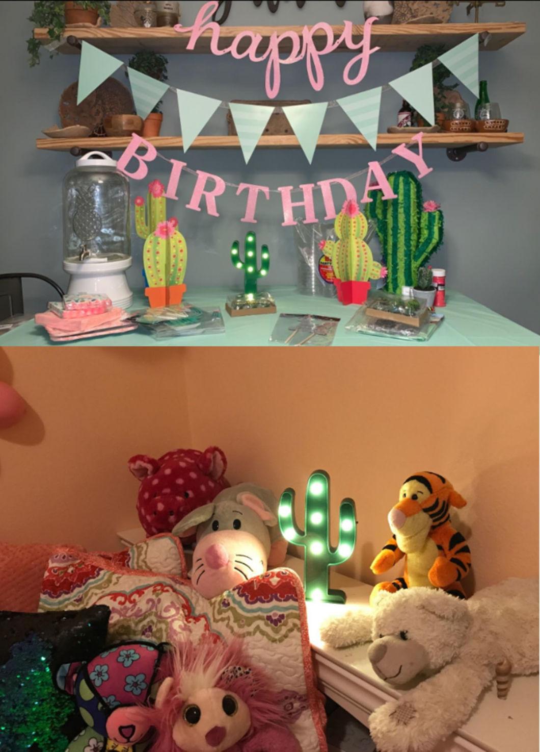 LED Marquee Sign Lights Flamingo Cactus Table Lamp