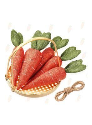 5PCS Easter Day Table Decoration Polyester Fabric Carrot in Basket Easter Carrot with Jute