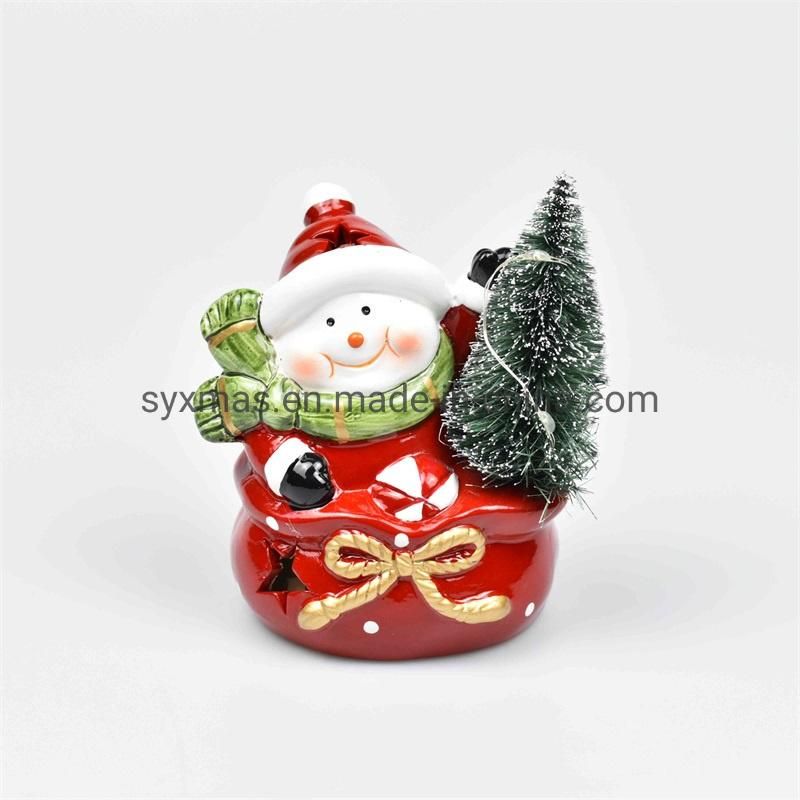 Hot Sale Light up Ceramic Snowman Christmas Decorations