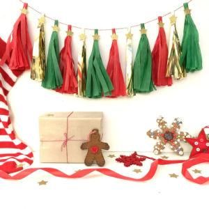 Umiss Paper Tassel Garland Red, Green &amp; Gold/Silver Glitter Star for Christmas Party Hanging Decoration
