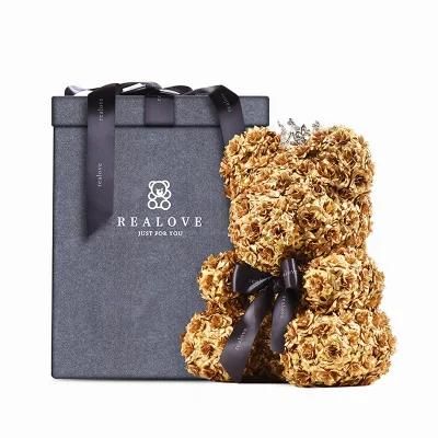2020 Valentine&prime;s Day Gift 25cm Golden Rose Bear Rose Artificial Decoration Christmas Gift Flower Bear Valentine&prime;s Day Gift