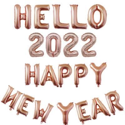Hellow 2022 Happy New Year Banner New Years Eve Party Supplies 2022 Number Foil Balloon Party Decorations for New Years Eve Home Decor