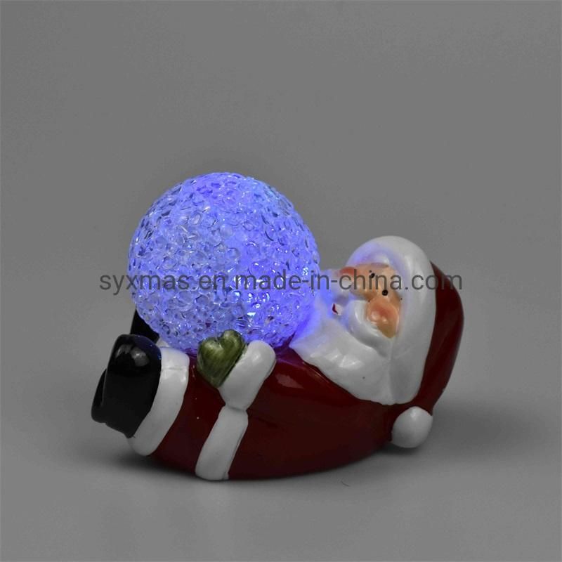 Merry Christmas Ceramic Santa Gifts Decoration Ornaments with LED Lights